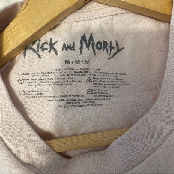 Rick and Morty Men’s Pink “Eyes Open” T-Shirt, Size M, Classic, Pop Culture - Picture 4 of 5